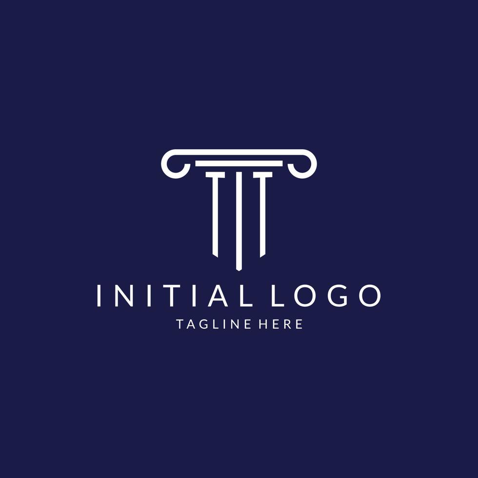 TT logo monogram with pillar shape designs vector