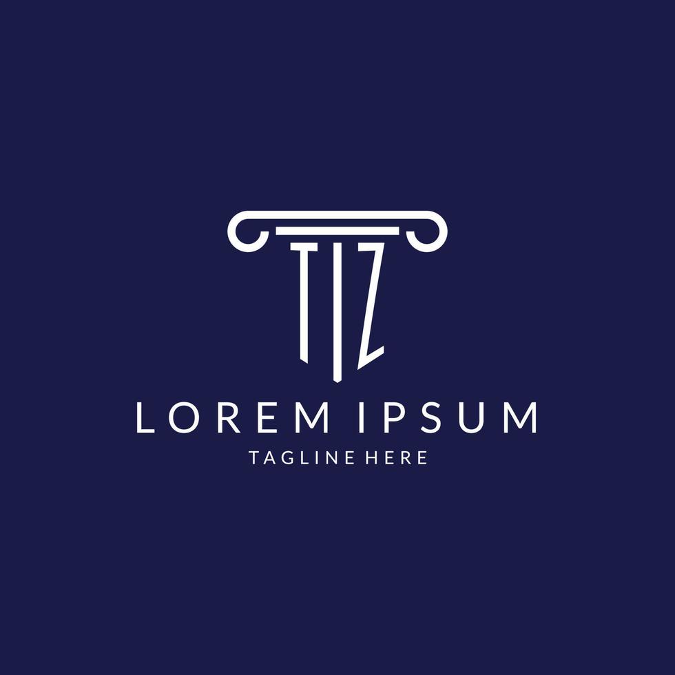 TZ logo monogram with pillar shape designs vector