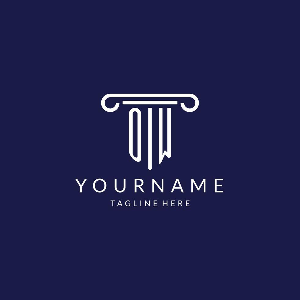 OW logo monogram with pillar shape designs vector