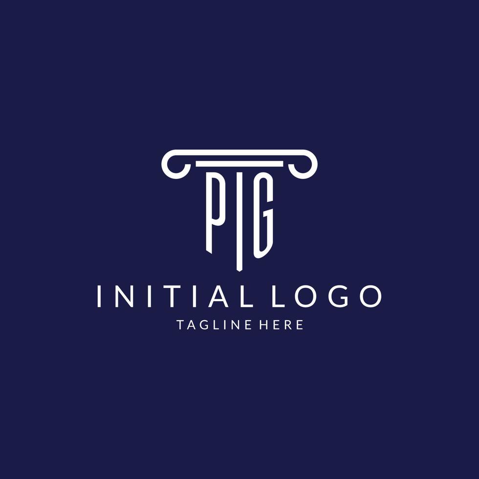 PG logo monogram with pillar shape designs vector