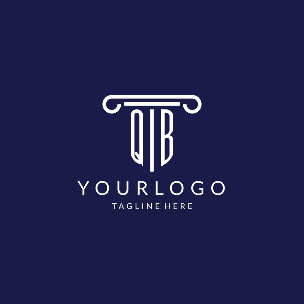 QB logo monogram with pillar shape designs vector