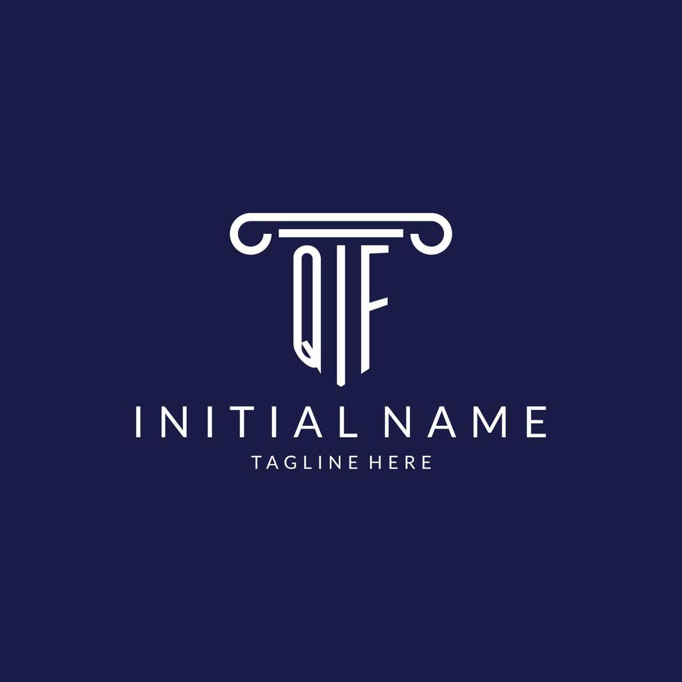 QF logo monogram with pillar shape designs vector