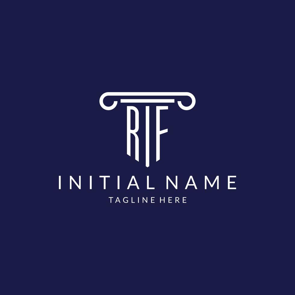 RF logo monogram with pillar shape designs vector