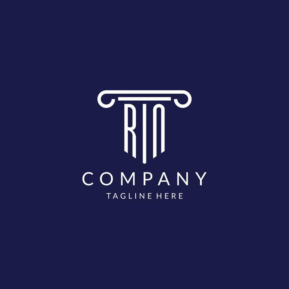 RN logo monogram with pillar shape designs vector