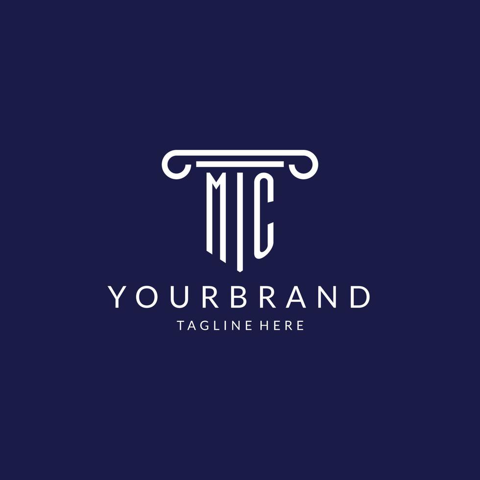 MC logo monogram with pillar shape designs vector