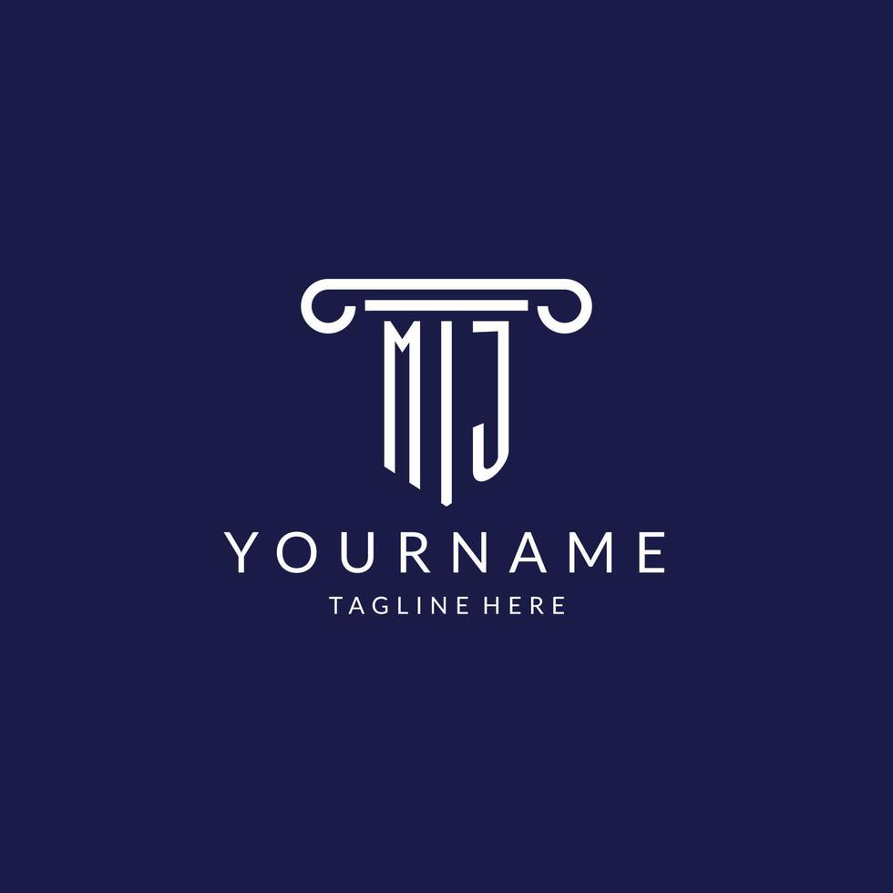 MJ logo monogram with pillar shape designs vector