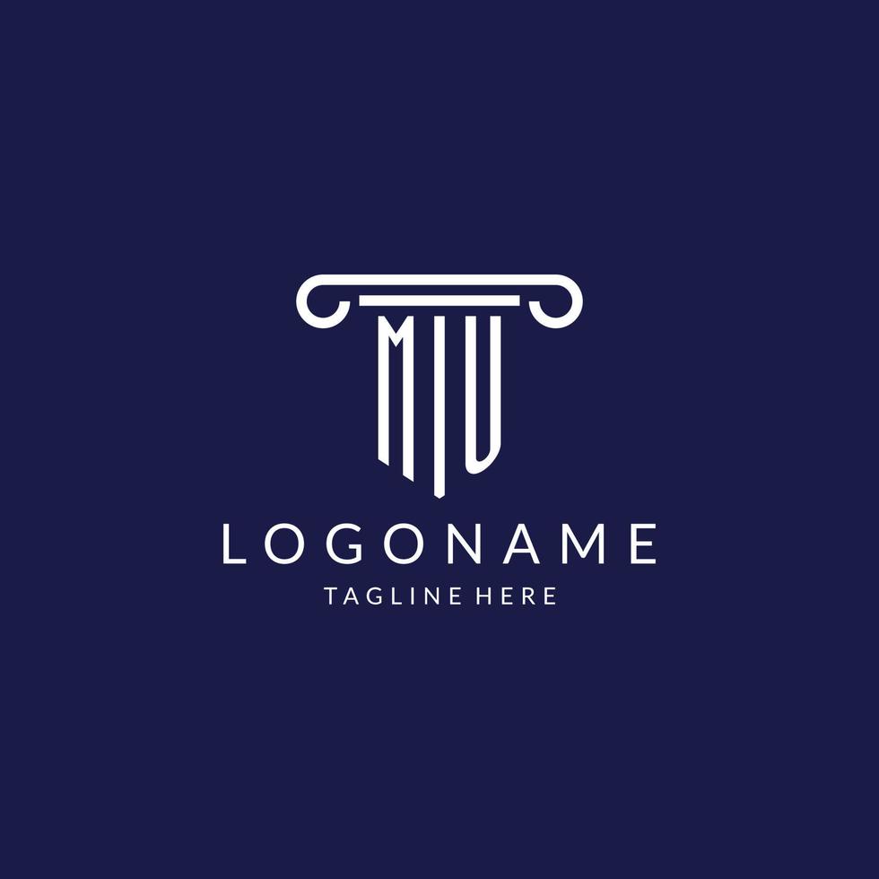 MU logo monogram with pillar shape designs vector