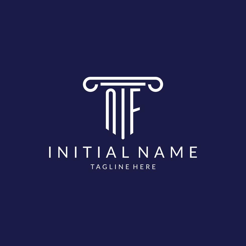 NF logo monogram with pillar shape designs vector