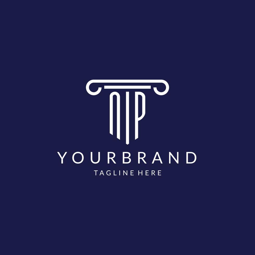 NP logo monogram with pillar shape designs vector