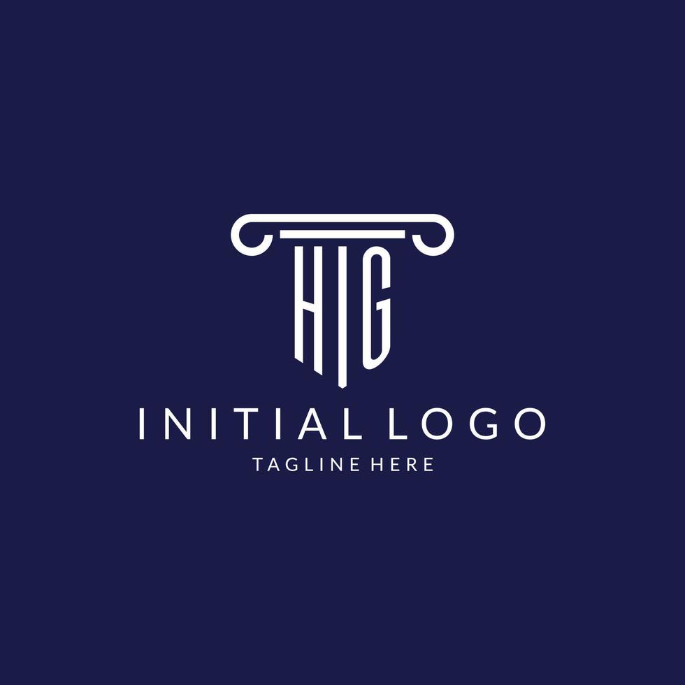 HG logo monogram with pillar shape designs vector