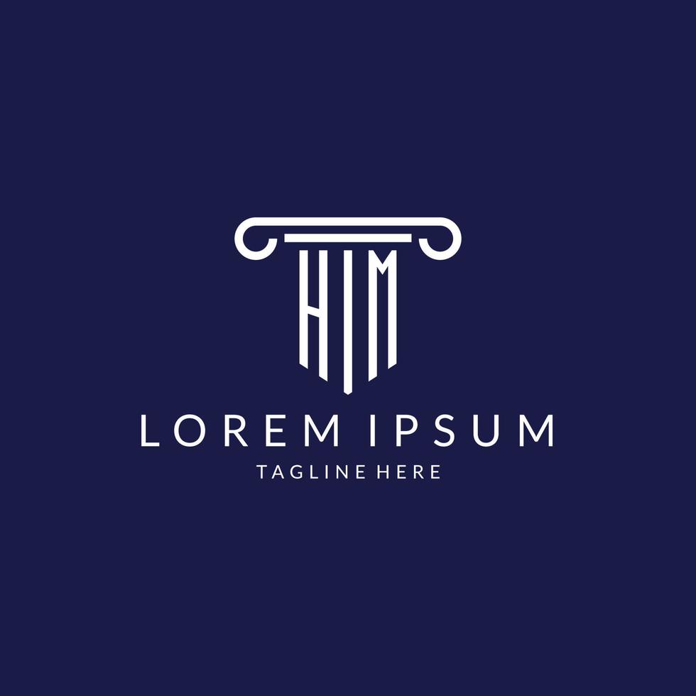 HM logo monogram with pillar shape designs vector