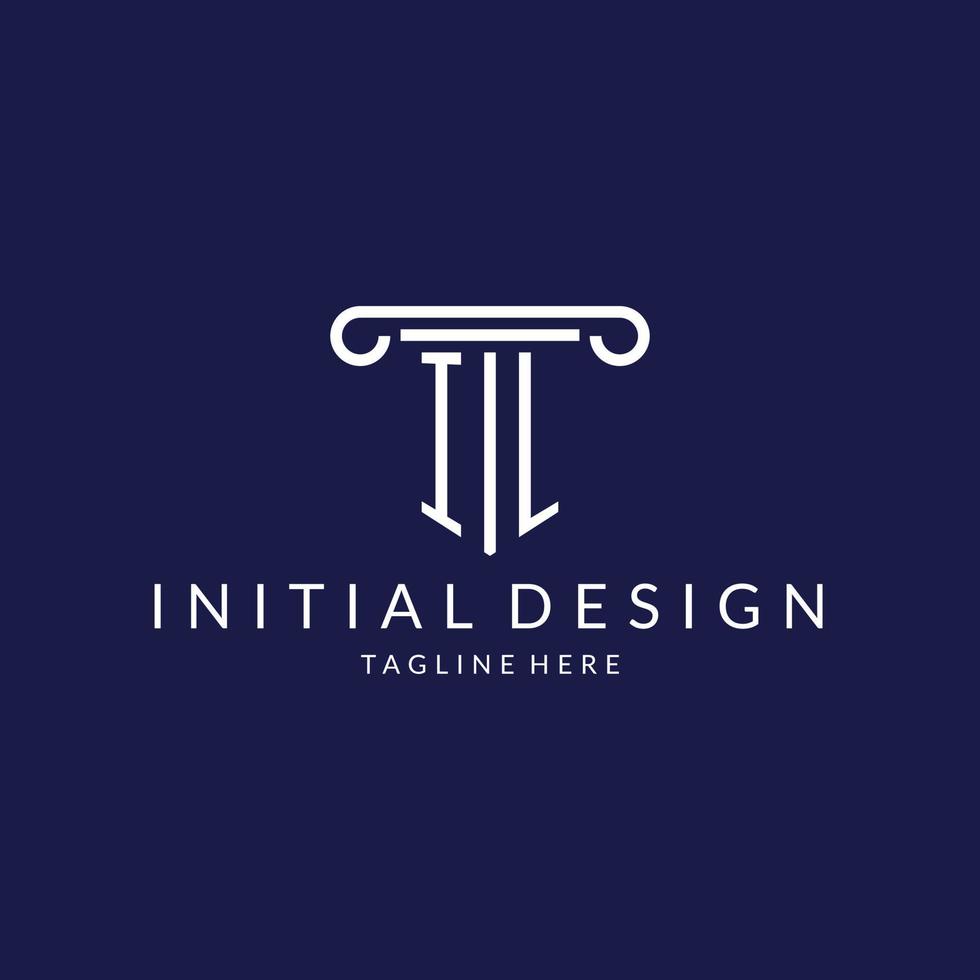 IL logo monogram with pillar shape designs vector