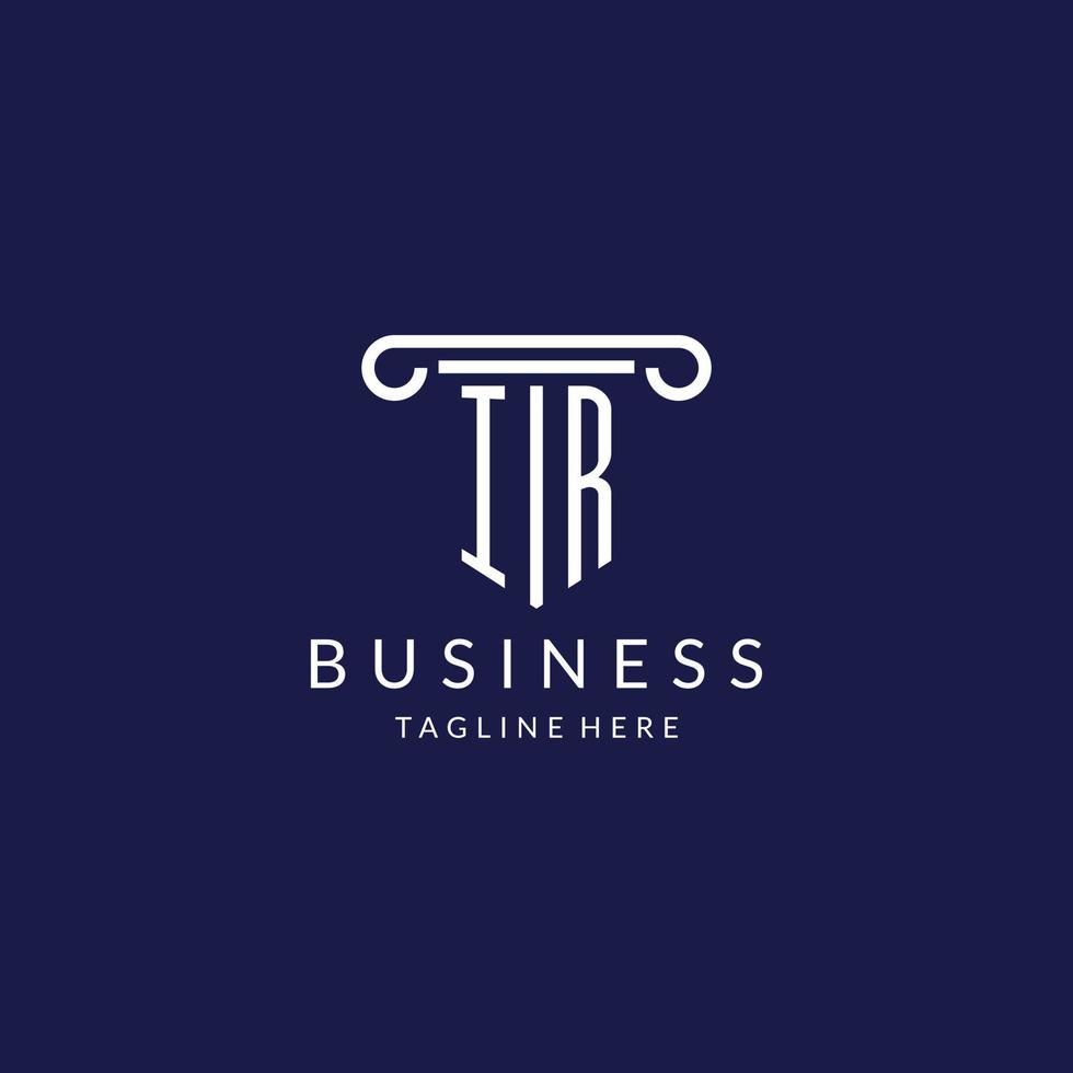 IR logo monogram with pillar shape designs vector