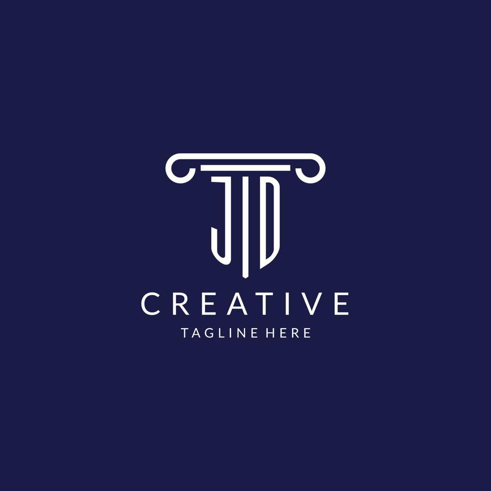 JD logo monogram with pillar shape designs vector