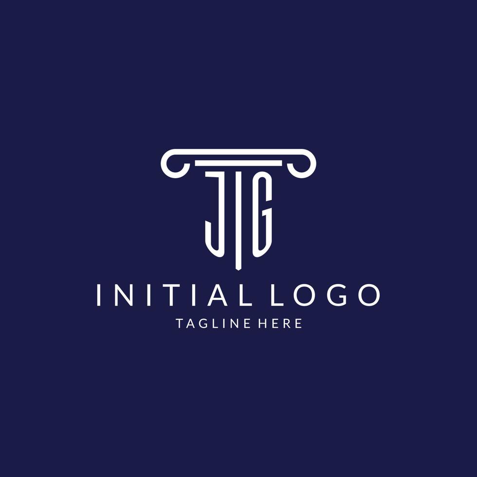JG logo monogram with pillar shape designs vector