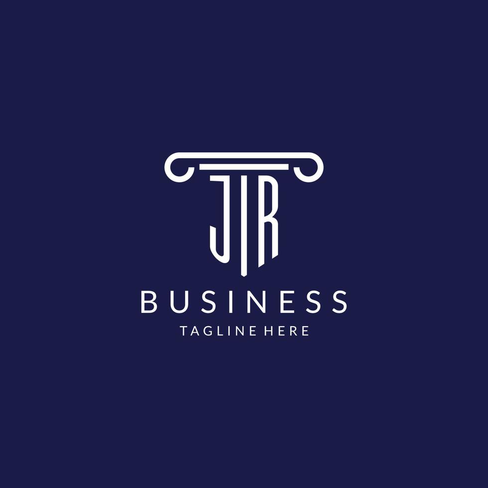 JR logo monogram with pillar shape designs vector