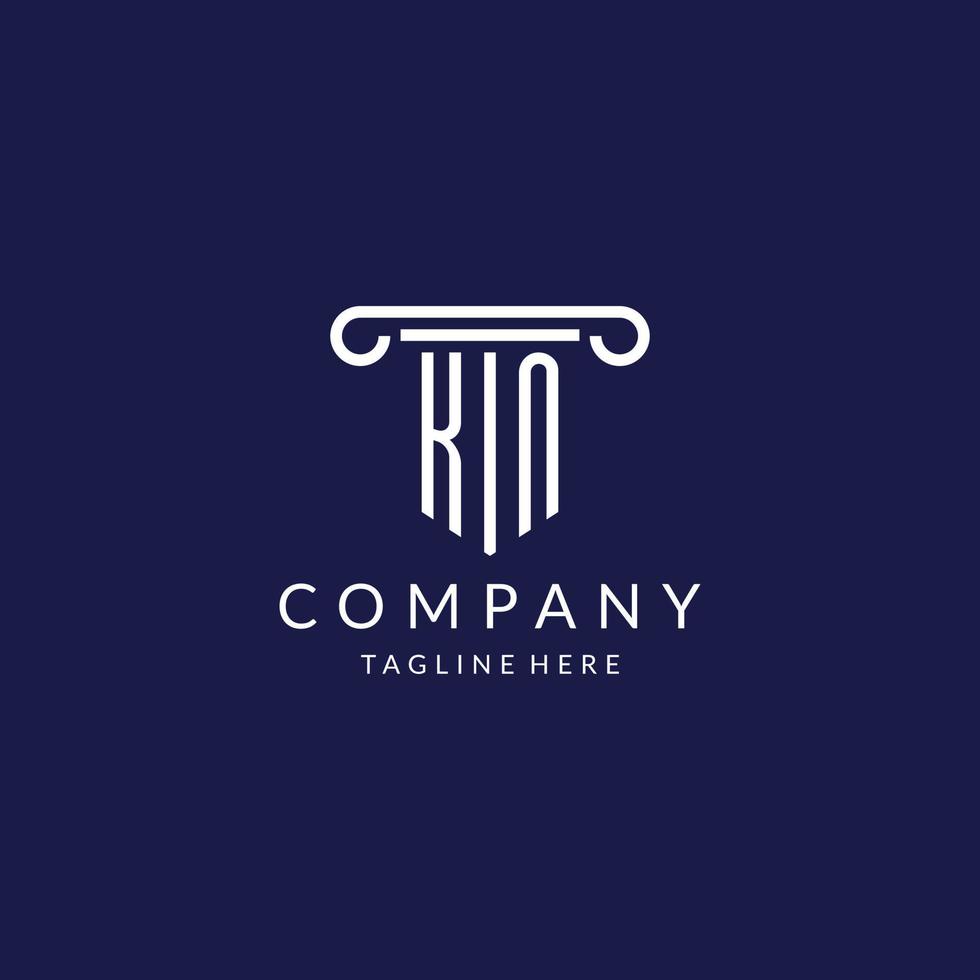 KN logo monogram with pillar shape designs vector