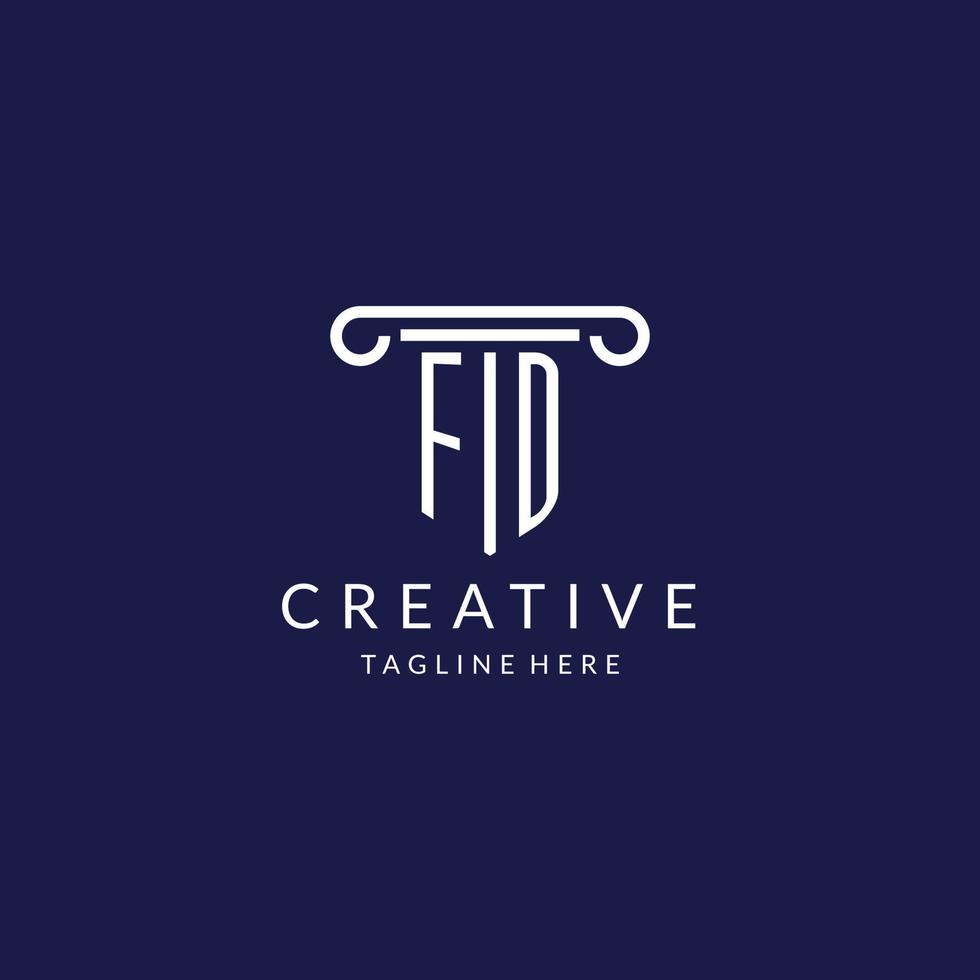 FD logo monogram with pillar shape designs vector