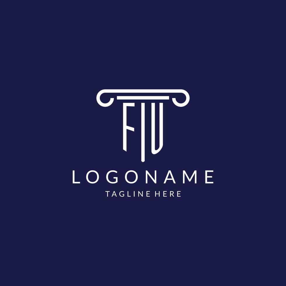 FU logo monogram with pillar shape designs vector