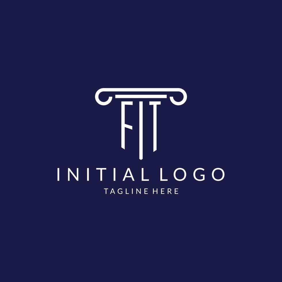 FT logo monogram with pillar shape designs vector