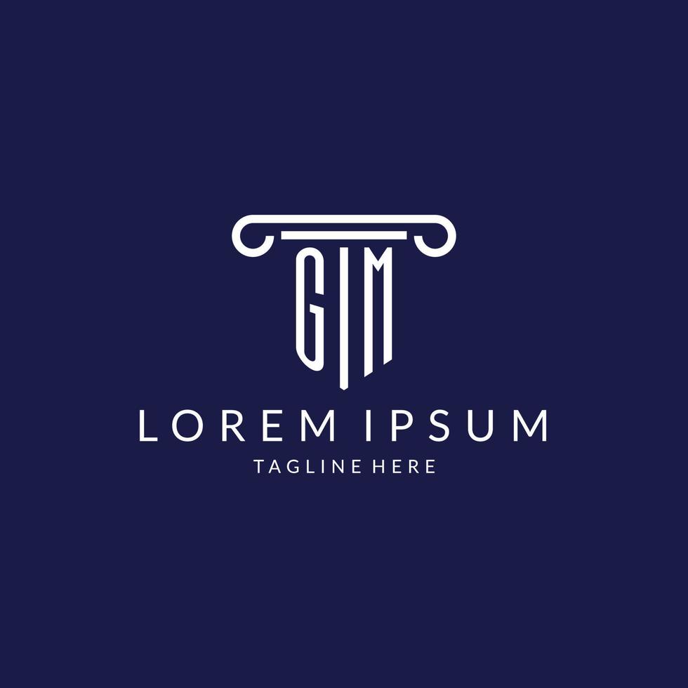 GM logo monogram with pillar shape designs vector