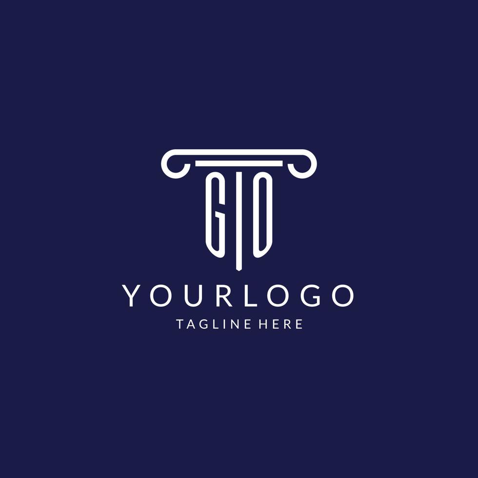 GO logo monogram with pillar shape designs vector