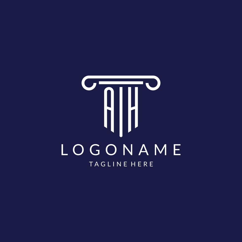 AH logo monogram with pillar shape designs vector