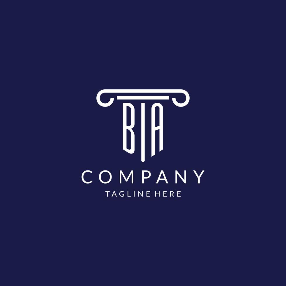 BA logo monogram with pillar shape designs vector