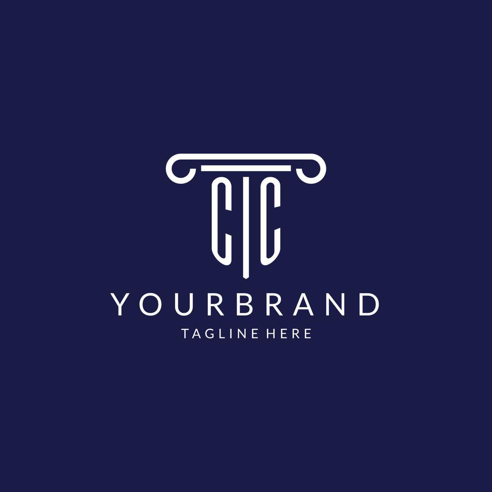 CC logo monogram with pillar shape designs vector