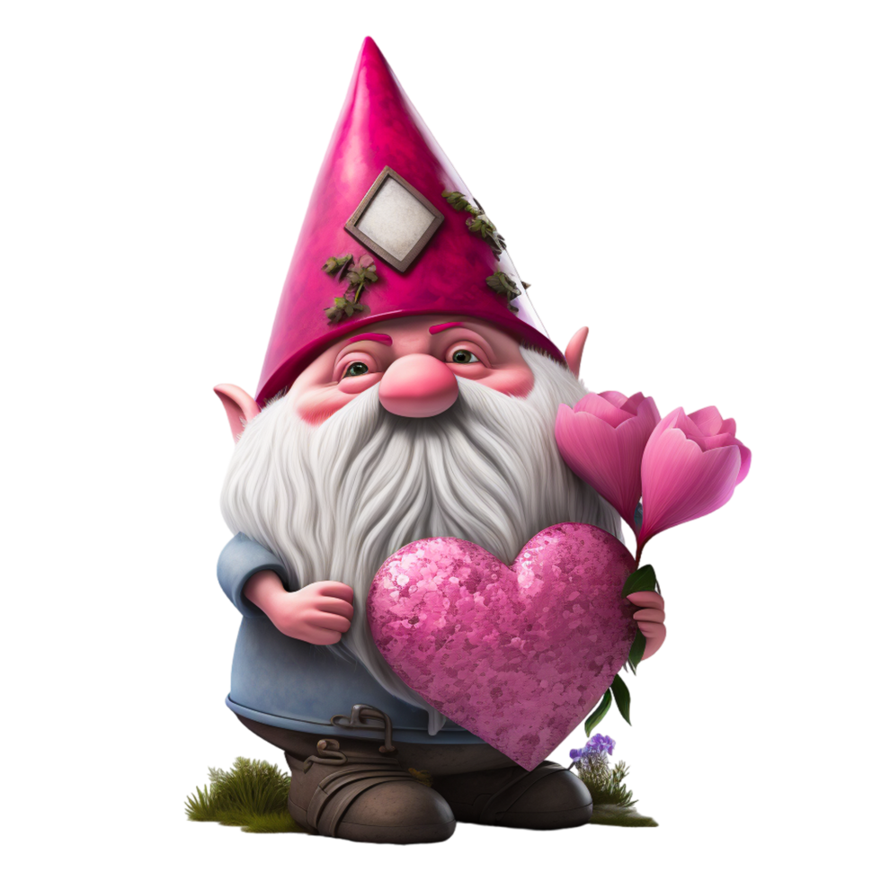 enamorado día gnomo con rosado corazón png