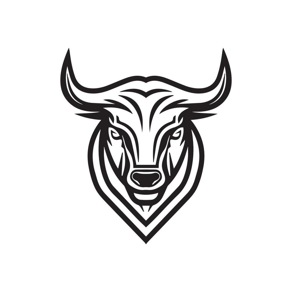 A minimalistic abstract bull head logo in a simple art style. vector