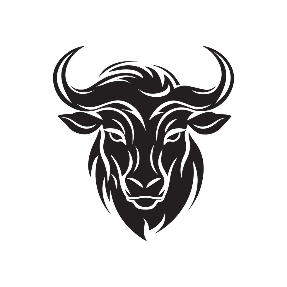 A minimalistic abstract bull head logo in a simple art style. vector