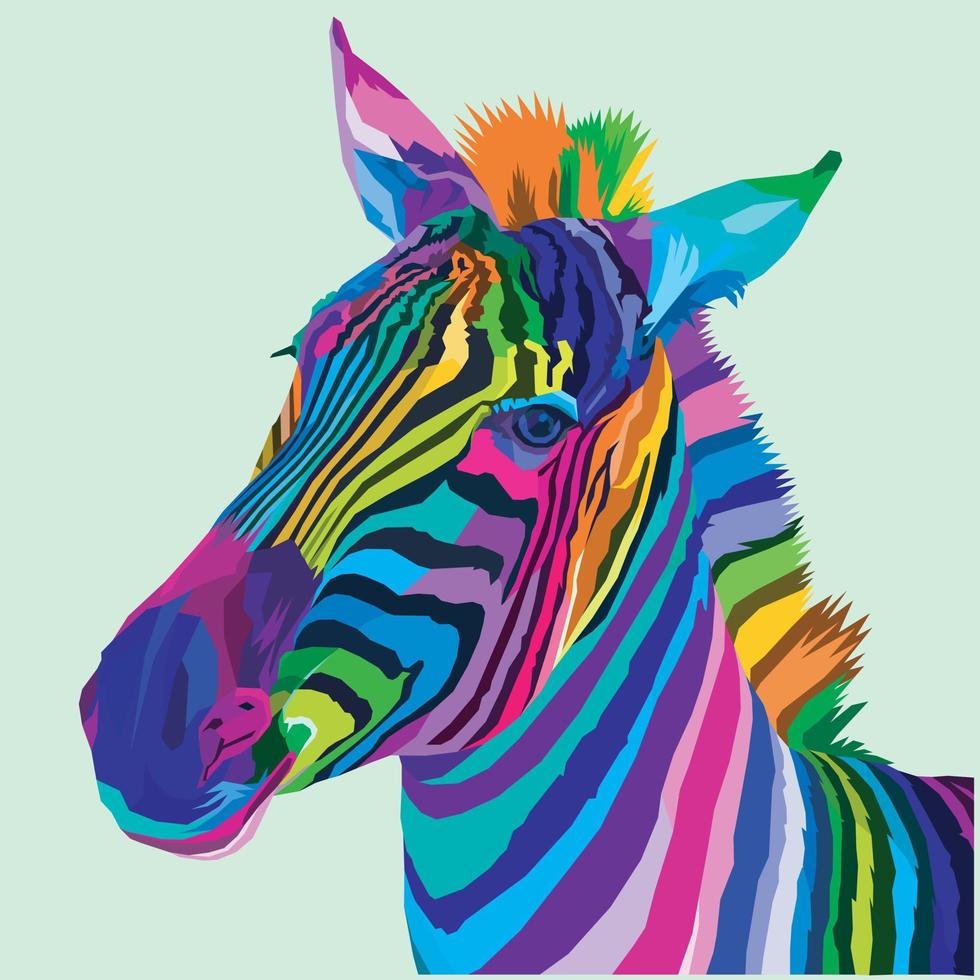 colorful zebra isolated on white background vector