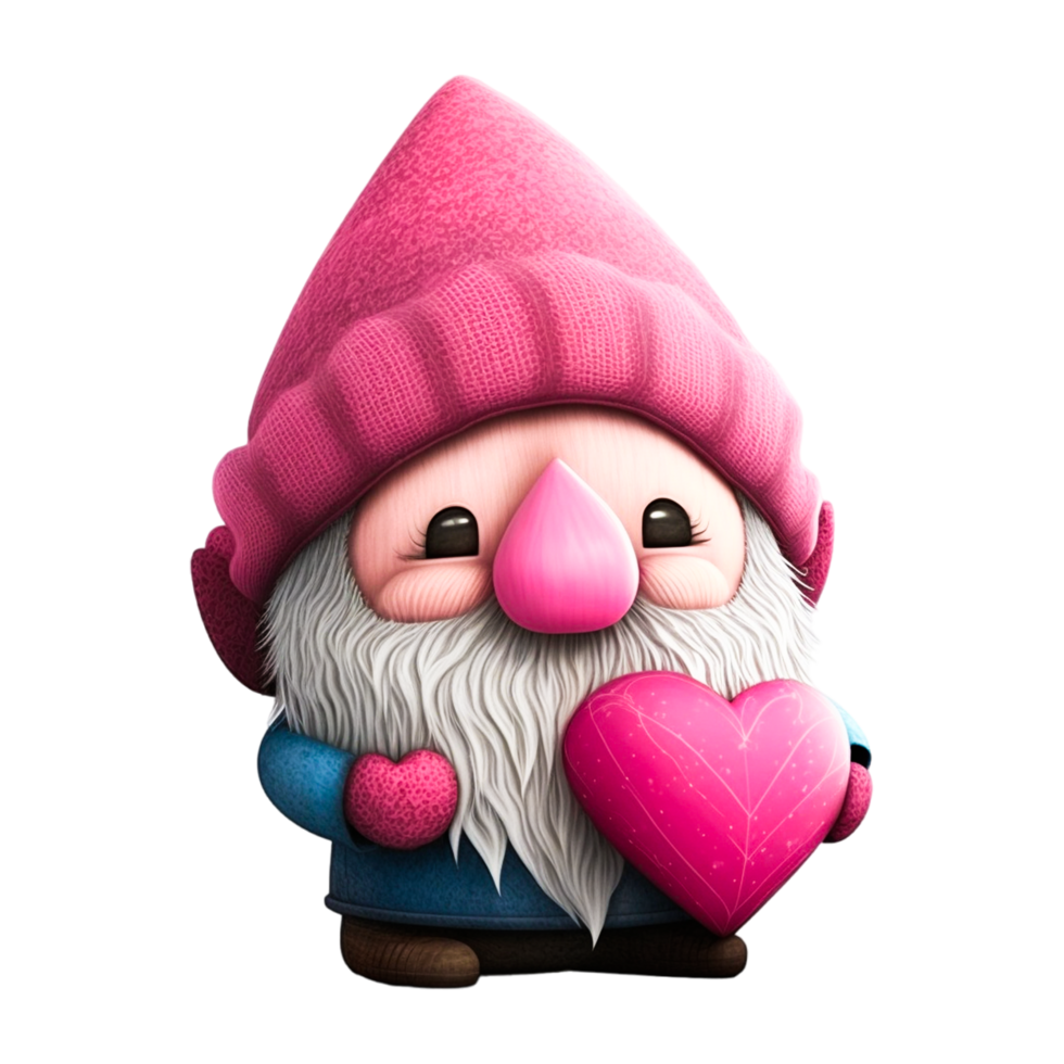 Valentin journée gnome avec rose cœur png