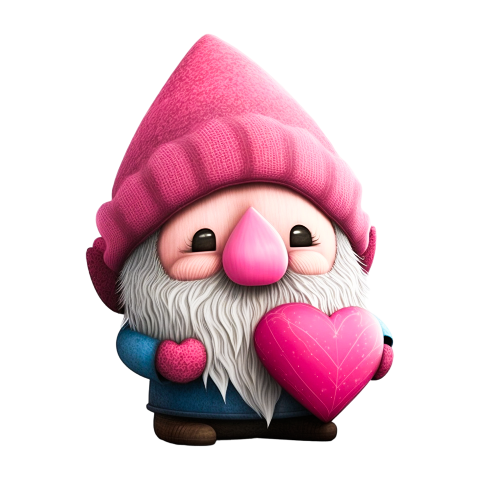 Valentine Day Gnome With Pink Heart png