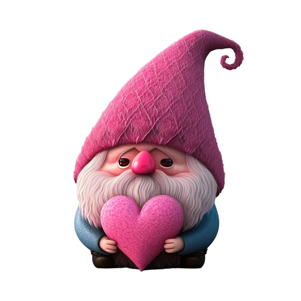 Valentin journée gnome avec rose cœur png