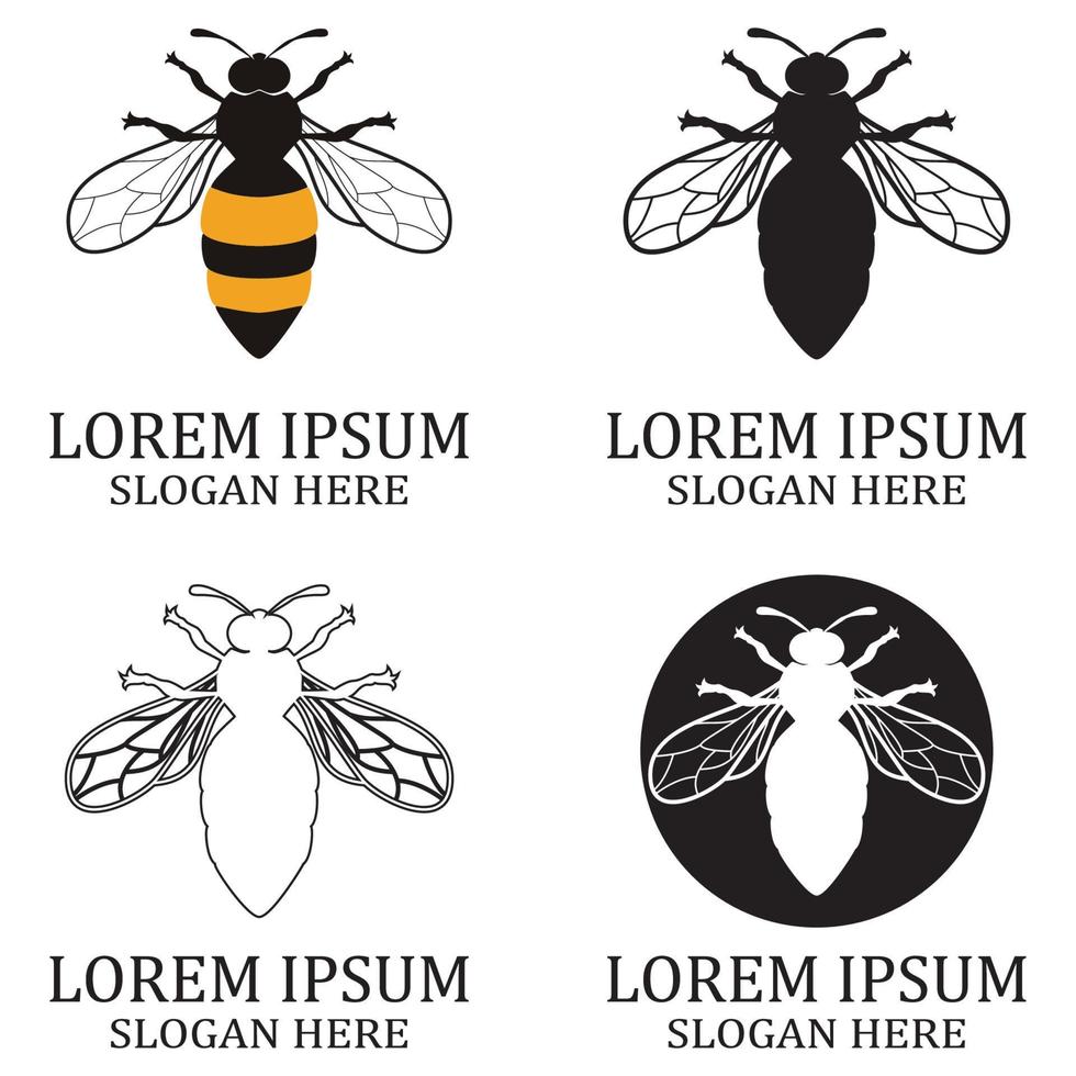 bee logo illustrations design icon vector