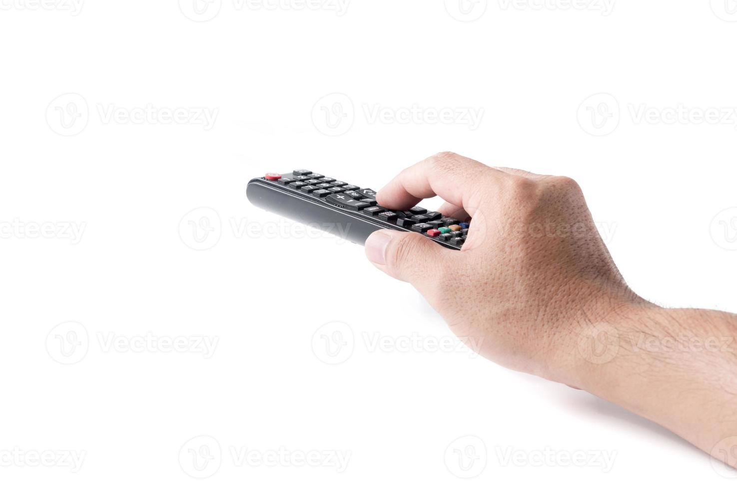 hand with multimedia tv remote control isolated photo