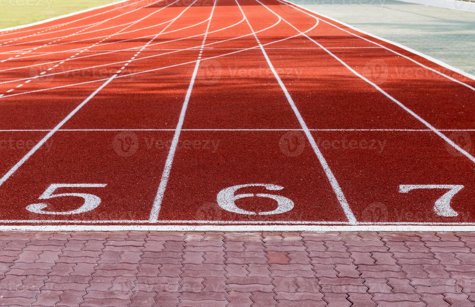 Athlete Track or Running Track with numbers 5 to 7. photo