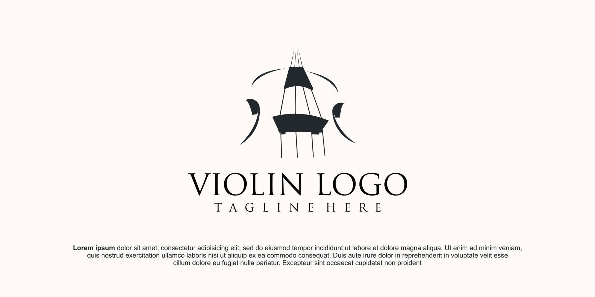 violín orquesta violín música silueta logo diseño vector icono