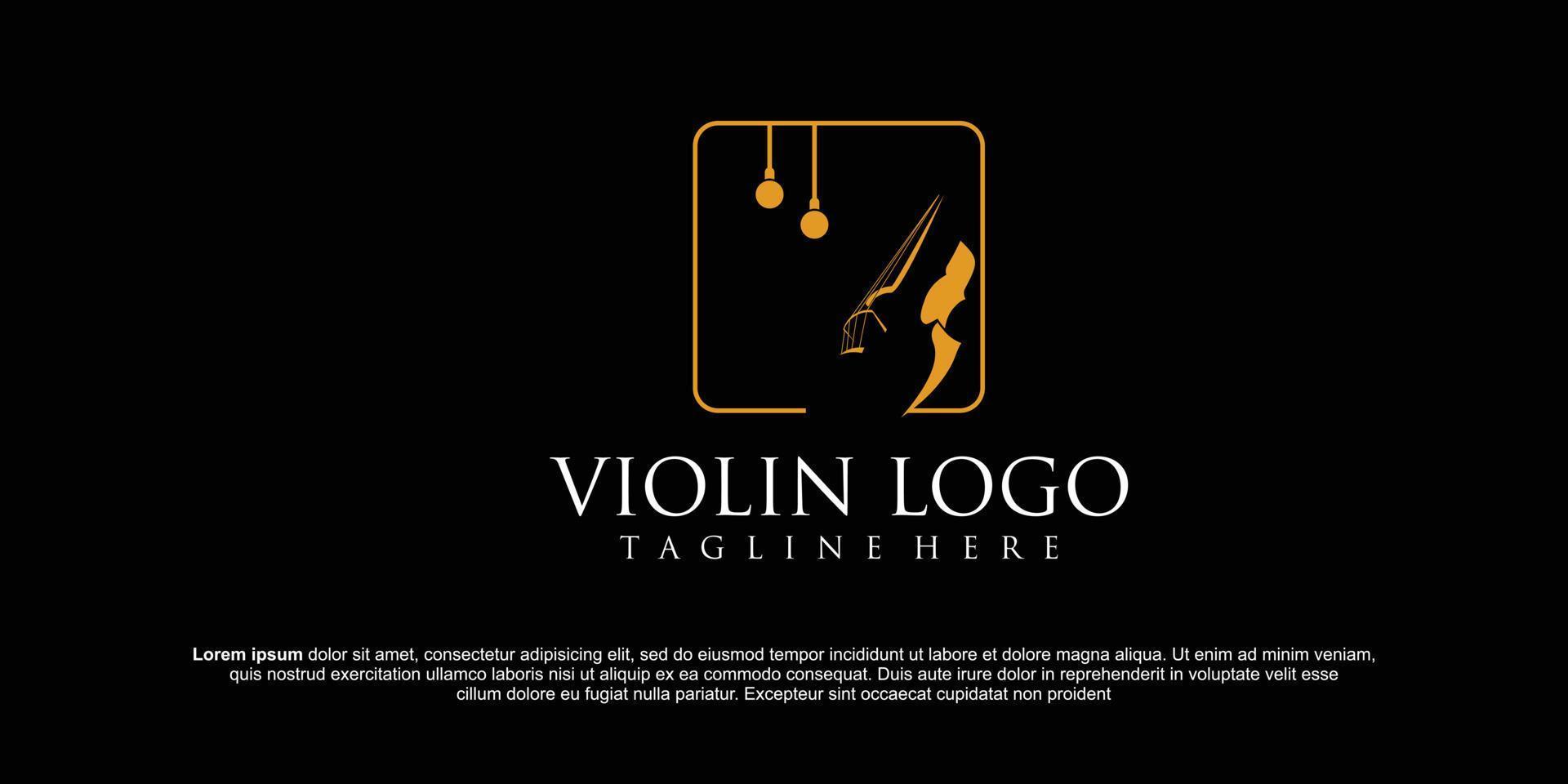 Violin orchestra fiddle music silhouette logo design vector icon