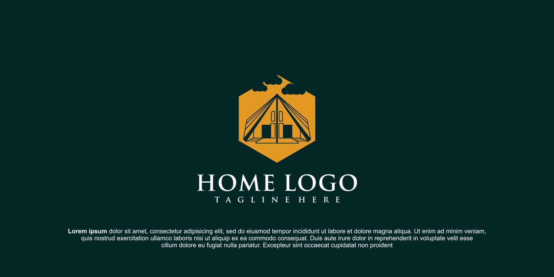 Simple Geometric House Real Estate Architecture Construction Logo Vector Icon