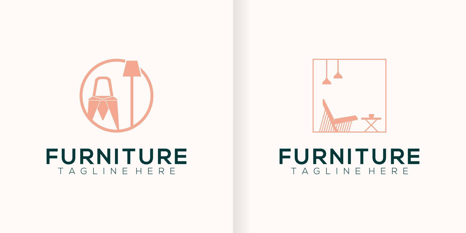 Interior minimalist room, gallery furniture logo design vector