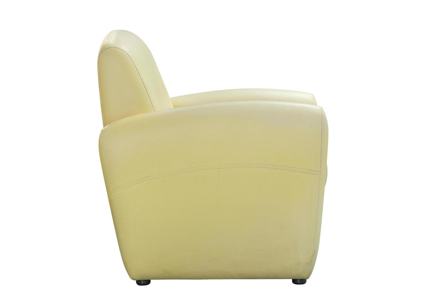 Side View of Yellow Leather Sofa Furniture Isolated on White with Clipping Path photo