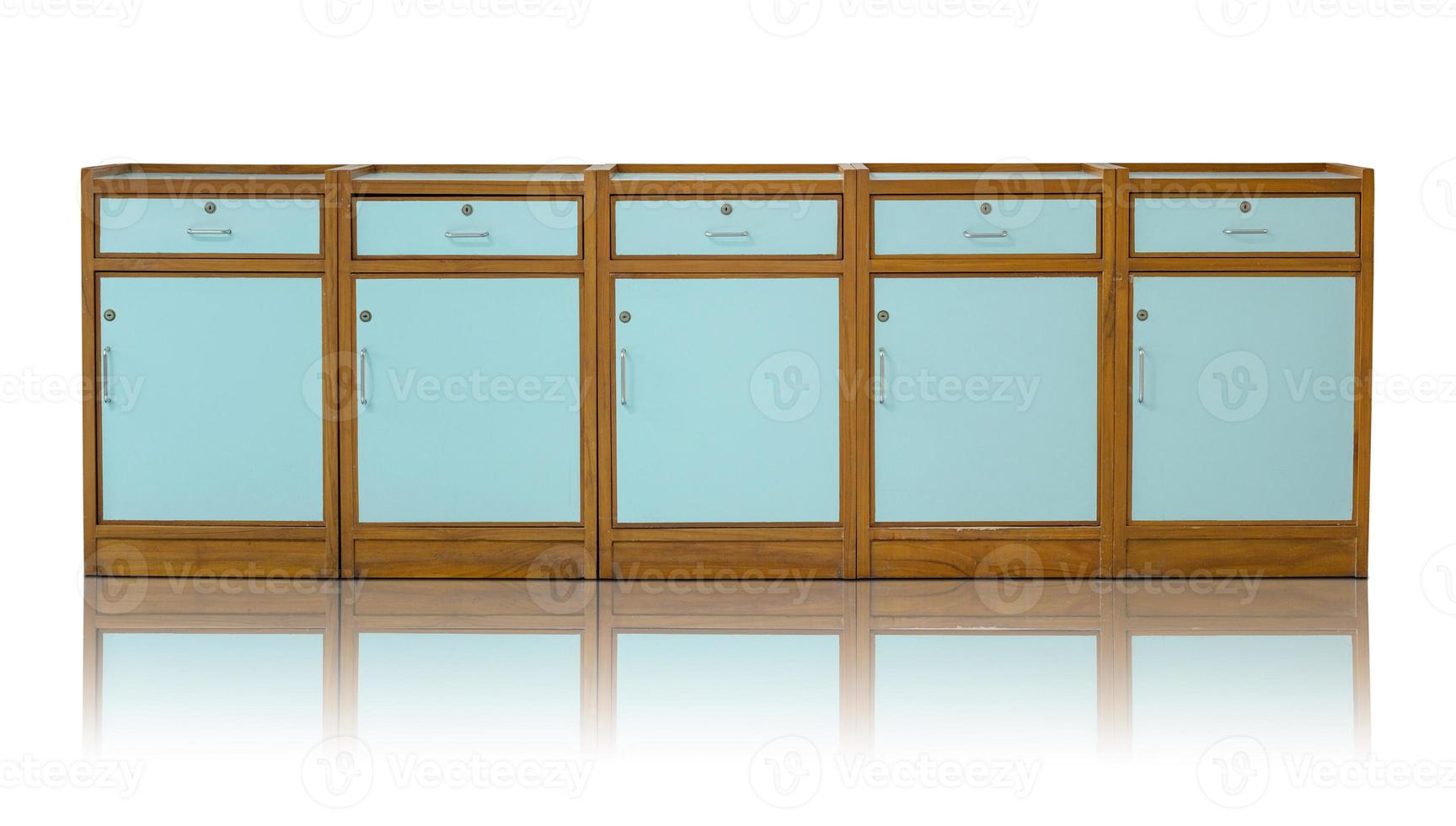 Front View of Wooden Chest of Drawers Isolated on White Background photo