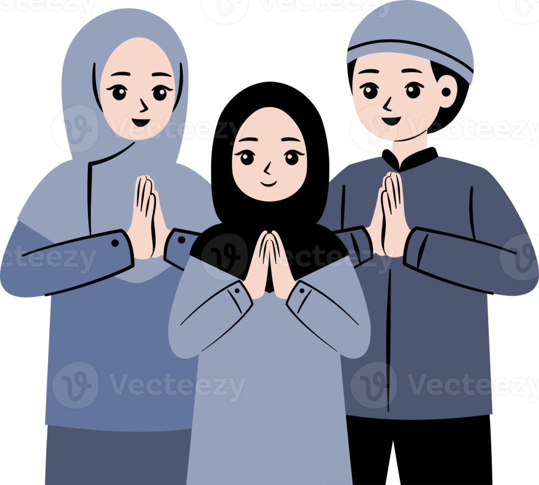 eid mubarak salutation pose dessin animé personnage png