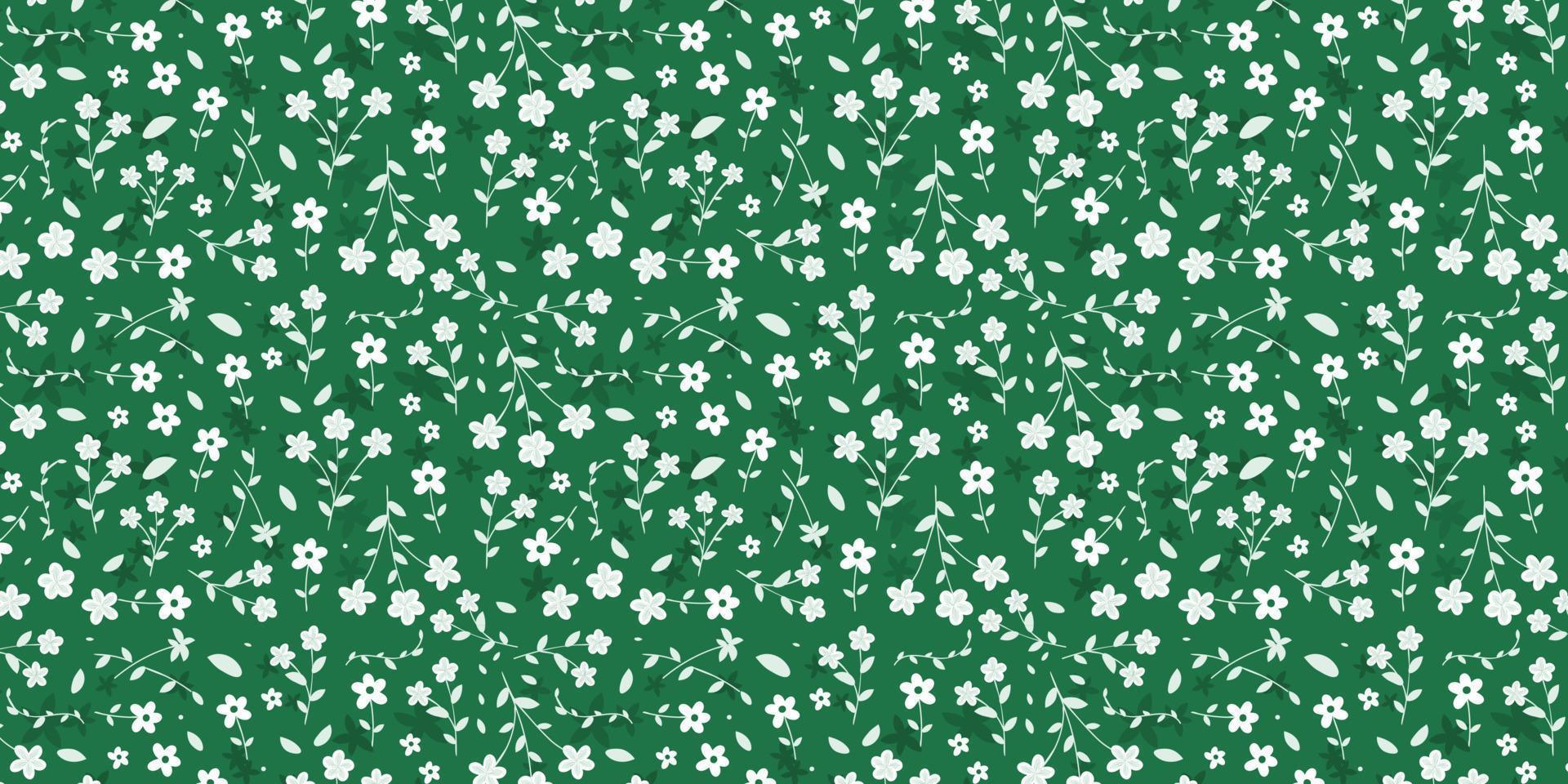 Premium floral pattern illustration. Abstract flower and leaf crowded style. Elegance look on green background. Find fill pattern on swatches vector