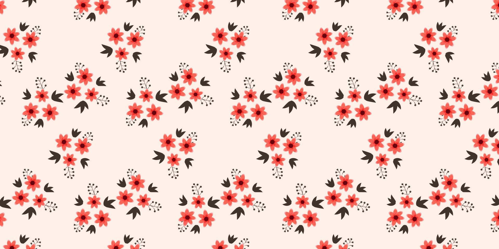 Floral bouquet vector pattern with small flowers and leaves. Find fill pattern on swatches