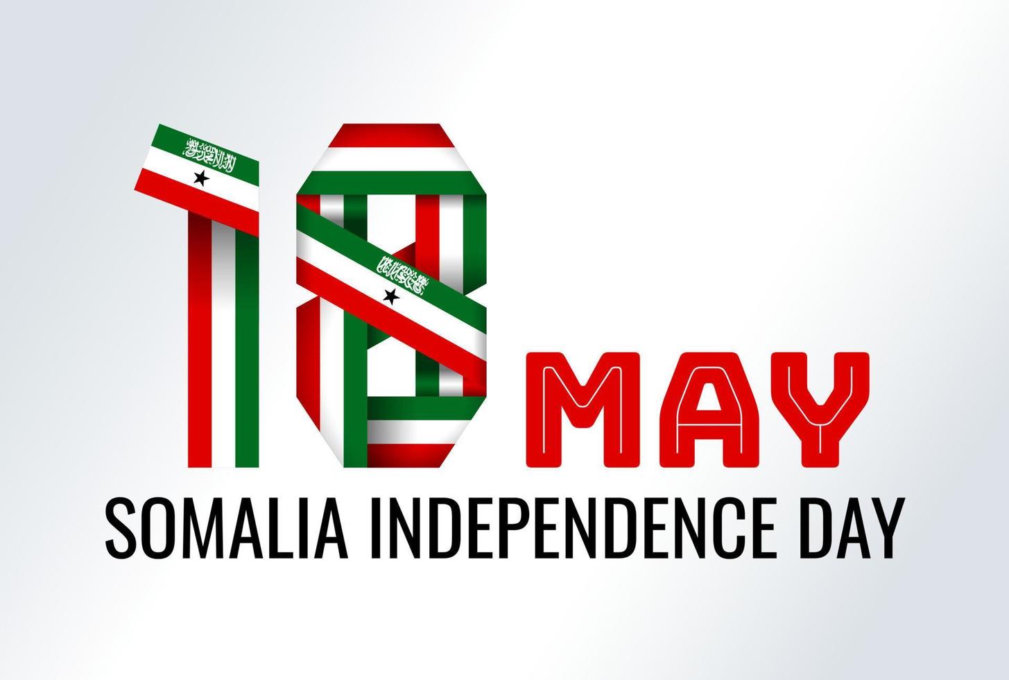 Congratulatory design for 18 May, Somaliland Independence Day. Text made of bended ribbons with Somaliland flag colors. Vector illustration