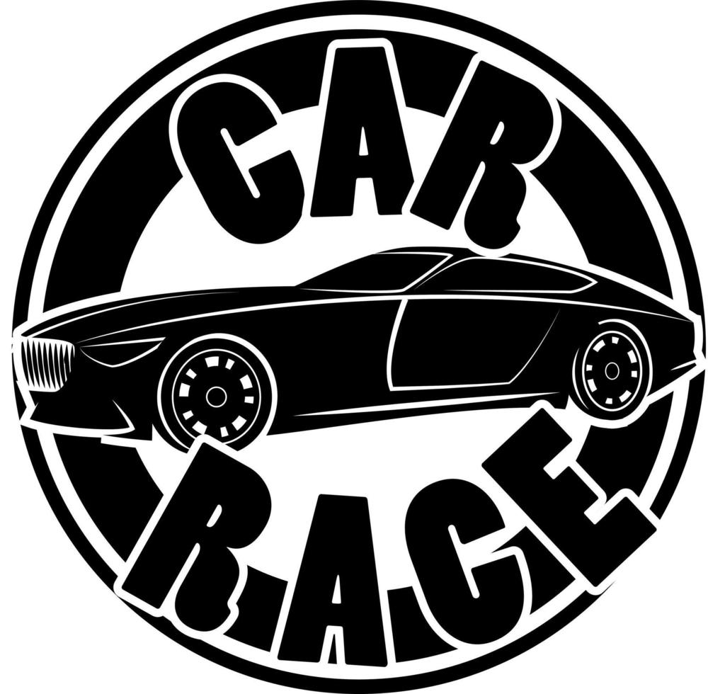 negro y blanco logotipo para coche carrera vector